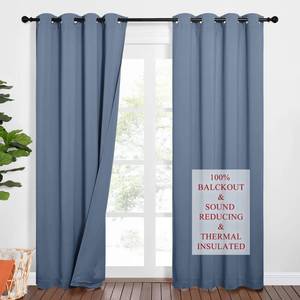 lot 7125 image: NICETOWN Sound Barrier 100% Blackout Divider Curtains 84, Noise, Heat and Cold Blocking Drapes with Felt Fabric Lining for NurseryDaytime SleepBedroom (Stone Blue, 2 PCs, 52 Wide)