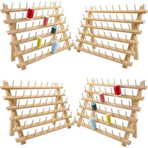 lot 7126 image: New brothread 4X60 Spools Wooden Thread RackThread Holder Organizer with Hanging Hooks for Embroidery Quilting and Sewing Threads