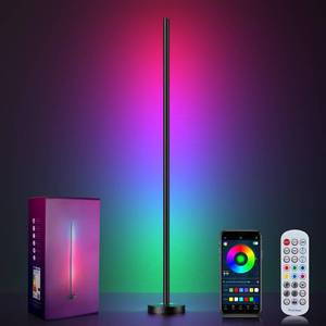lot 7132 image: Corner Floor Lamp, LED Corner Lamp with App and Remote Control, RGBICW 16 Million DIY Colors & 68 Scene, Music Sync, Color Changing Smart Ambient Light for Living Rooms, Bedrooms, and Gaming Rooms