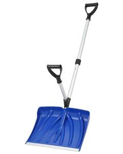 lot 7135 image: Snow Shovel with D-Ring Handle Grip, 18 Wx 13 H, Lightweight Snow Pusher Shovel for Driveway, Aluminum Wear Strip for Snow Removal Clear, for Garden, Deck, Black & Silver