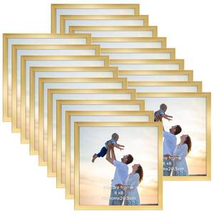 lot 7150 image: Hoikwo 18 Packs 8x8 Gold Plastic Multi Picture Frames Set with Plastic Cover, for Family Photos, Artwork, Light Weight Bulk 8 by 8 Frames Pack for Wall Hanging and Table, Stylish Picture Frames