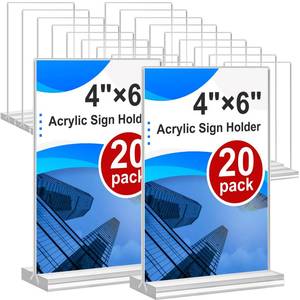 lot 7151 image: Acrylic Sign Holder 4x6, 20 Pack Clear Table Vertical Double Sided Table Menu Display, Plastic Desktop Picture Frames Stand Acrylic Paper Holder Tabletop Sign Holder for Wedding Office Show Fair