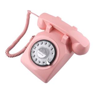 lot 7154 image: SIXDEFLY Retro Telephone, Classic Landline Telephone Vintage Old Fashioned Corded Telephone with Redial Function,for Home & Office Decor, Pink