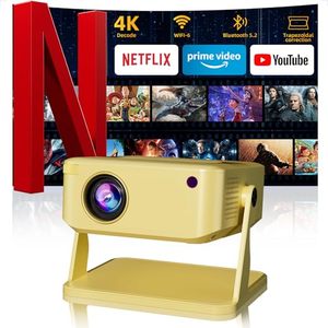 Phigeek Mini Projector with WiFi 6 and Bluetooth 5.2, Portable Projector 4K Support, Auto Vertical Keystone 270° Rotatable, Compatible with Smartphone/TV Stick/Box/USB/HDMI
