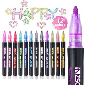 lot 7173 image: ZSCM QUALITY DECIDES THE FUTURE Stocking Stuffers, Shimmer Outline Glitter Markers, Christmas Stocking Stuffers Gifts Trendy Stuff 12 Super Squiggles Metallic Glitter Pens For Christmas Gifts