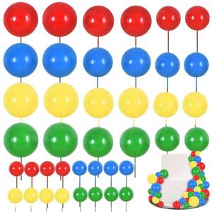 lot 7176 image: BEISHIDA 40 Pcs Mini Balls Cake Toppers - Foam Balls DIY Cake Topper Inserts for Birthday Wedding Baby Shower Anniversary Cake Decorations (Red Blue Yellow Green)
