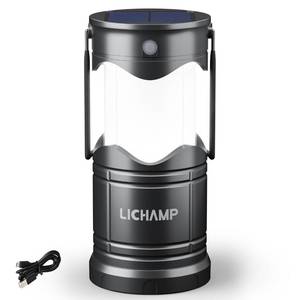 lot 7187 image: Lichamp 1-Pack Solar Camping Lantern, USB Rechargeable LED Lanterns Battery Powered Pop Up Flashlight Lamps with Three Modes Power for Power Outages Hurricane Supplies Emergency Indoor & Outdoor