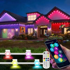 lot 7195 image: Fntek Permanent Outdoor Lights, 33Ft IP67 Waterproof Smart RGB Outdoor Eaves Lights with AppRemote Control, DIY Scene Mode, Accent Lighting for Outside Roofline, Garden, Party, Holiday Xmas Decor.