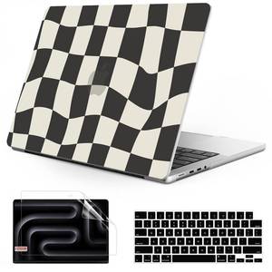 lot 7200 image: Anban Compatible with MacBook Pro 14 inch Case 2026-2021 M5 M4 M3 M2 M1 A3434 A3112 A3185 A3401 A2918 A2992 A2779 A2442, Plastic Hard Shell CaseKeyboard Cover, Black Checkered