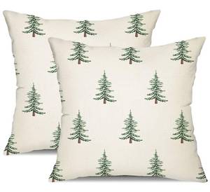 lot 7201 image: DFXSZ Christmas Pillow Covers 18x18 inch Set of 2 Christmas Tree Decorative White Throw Pillow Covers Winter Famliy Decoration for Home Couch TH-30B18