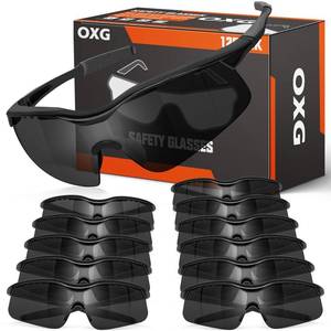 lot 7215 image: OXG 12 Pack Safety Glasses, ANSI Z87.1 Impact Resistant Anti-Scratch Safety Goggles for Men Women Youth (Grey)