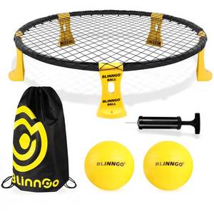 lot 7220 image: Roundnet Game Set, Daytime Beach Ball Game Set with 2 Balls and Patented Net, Lawn, Beach, Backyard Outdoor Game for Adults and Family