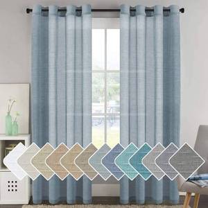 lot 7225 image: H.VERSAILTEX Linen Curtains Flax Linen Blended Curtain Panels for Living RoomBedroom Semi Sheer Privacy Curtains 96 inch Length 2 Panels Set Nickel Grommet Window Drapes - Denim