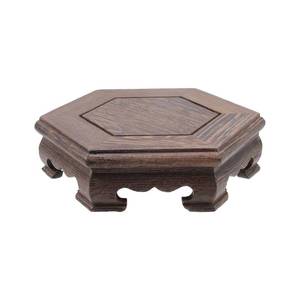 lot 7226 image: Pufguy Traditional Craft Wooden Base Wood Display Stand Oriental Hex Shape Pedestal