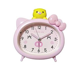 lot 7230 image: Fuxizest Cute Pig Alarm Clock, Kawaii Alarm Clock,Cartoon Pig Clock,Cute Clock,Pink Bow, Yellow Piggy Topper, Kids Room Decor (Pink)