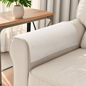 lot 7254 image: SMABU Couch Arm Covers Sofa Arm Covers Linen Blend Textured 2 Pcs Washable Armrest Cover aganist Pet Scratch Stain Protect and Decorate Recliner Armchair W20 x L24, Cream
