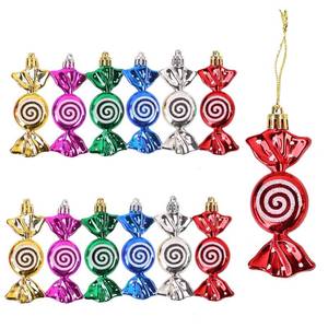lot 7257 image: 12Pcs Glitter Candy Cane Christmas Tree Decorations Christmas Plastic Candy Cane Tree Hanging Ornament for Holiday Party Decoration Favor (Colorful Candy)