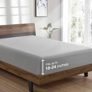 lot 7267 image: FreshCulture King Fitted Sheet Only - Hotel Quality Ultra Soft & Breathable Brushed Microfiber Fitted Sheet with 21 Inch Deep Pockets - Fits King Size Bed (Light Grey)