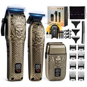 lot 7274 image: BESTBOMG Hair Clippers for Men, Professional Hair Clippers, Beard Trimmer&amp Rechargeable Shaver Set, Metal T-Blade, LED Display, Barber Hair Cutting Kit for Men Grooming &amp Gifts, BS-807E (Bronze)