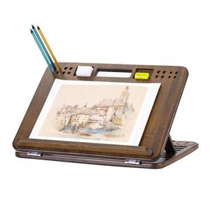 lot 7275 image: StrongTek 6-Position Bamboo Table Easel, 16x12 Inch Adjustable Drawing and Sketching Board with Built-in Handle and Back Storage, Portable Art and Lap Desk for Sketching, Reading, and Book Stand