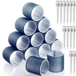 lot 7285 image: Jumbo Hair Curlers Rollers, 12Pcs Hair Roller Curlers Self Grip Holding Rollers for Long Hair Volume (Navy Blue)
