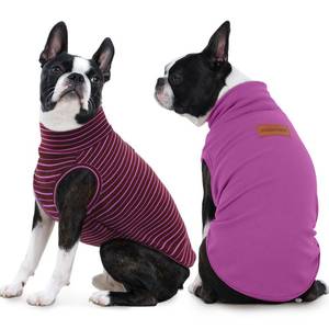 lot 7291 image: FUAMEY 2 Pack Dog Fleece Vest for Extra Small Dogs,Maltese Chihuahua Stretchy Dog Sweatshirts Warm Dogs Pullover Winter Pet Sweaters with Leash Hole Puppy Turtleneck Sleeveless Purple Stripes XS