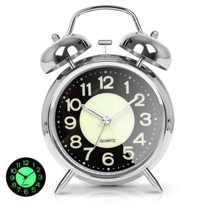 lot 7294 image: AYRELY Super Loud Alarm Clock for Heavy Sleepers Adults,Twin Bell Retro 4 Inch Silent Non-Ticking Quartz with Backlight, Luminous dial, Alarm Clocks for Bedrooms Bedside (Silver)