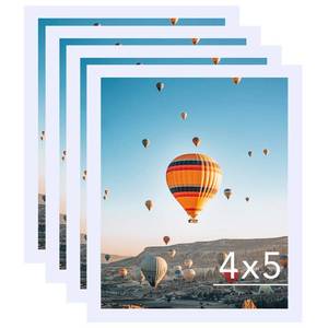 lot 7295 image: JCJMY 4x5 Picture Frame Set of 4 White for Wall Hanging or Tabletop- Wall Mounting Horizontally or Vertically, 4 x 5 Wall Gallery Poster Photo Frames for 4 by 5 Photo,4 Pack, White MISSING ONE SET OF NAILS