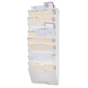 lot 7301 image: Wallniture Lisbon 10-Tier Wall Mounted File Holder and Desk Organizer, Metal White Office Organization and Storage Rack