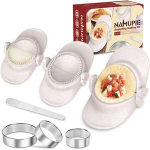 lot 7306 image: NAMUPIE Dumpling Maker Kit - All-in-One Empanada Maker Set with Press Molds & Ring Cutters, BPA-Free Kitchen Accessories for Home Cooking, FamilyFriends Fun Gift (Beige)