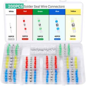 lot 7310 image: YNZDRWA 200PCS Solder Seal Wire Connectors Kit, Upgraded Heat Shrink Butt Wire Connectors, Waterproof Electrical Butt Splice Wire Terminals for Marine Automotive Trailer RV Boat Truck Wiring