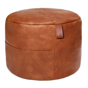 lot 7318 image: Thgonwid Unstuffed Faux Leather Pouf Cover Handle, Footstool Ottoman Storage Solution, Floor Footrest Cushion, 16.5Dx12H, No Filler, (Pocket-Handle) Amaretto