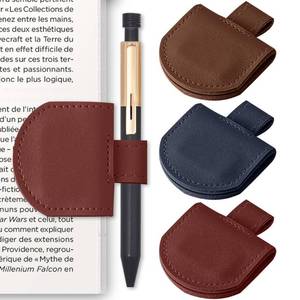 lot 7321 image: SESENSE Magnetic Pen Holder for Notebook - 3 Pcs Leather Magnetic Bookmarks Holder for Reading Women, Book Lover Gifts for Bookish, Standard Size