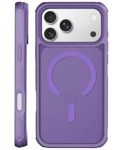 lot 7335 image: ZOYTONE Magnetic for iPhone 17 Pro Max Case, Compatible with MagSafe, Threaded Frame Non-Slip, Alloy Camera Frame 4 Cornered Mil-Grade Drop Protection, Matte Translucent Shockproof Phone Case, Purple