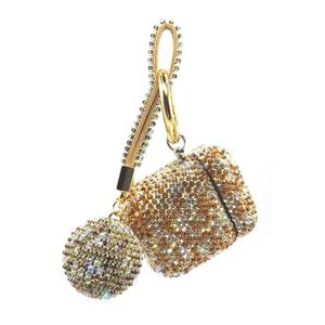 lot 7338 image: Luxurious Rhinestone AirPods Case, Protective Bling Diamonds AirPod Charging Protective Case Cover for Apple I10I12 TWS (Gold with Keyring)