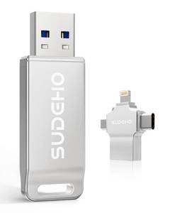 lot 7346 image: MFi Certified Photo Stick 256GB USB Flash Drive for iPhone, 4 in 1 External Thumb Drive for Picture Video Saver and Backup, High Speed USB 2.0 Memory Stick for iPhoneiPadAndroidPC (Silver-Grey)
