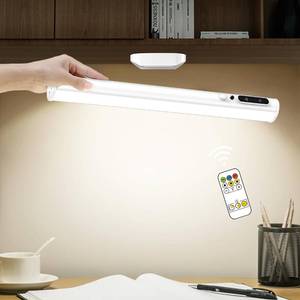 lot 7358 image: Hapfish Motion Sensor LED Light Bar Indoor, Rechargeable Under Cabinet Lighting Wireless, Magnetic Battery Powered Operated Wall Strip Lights with Remote Control for Mirror Closet Counter - White