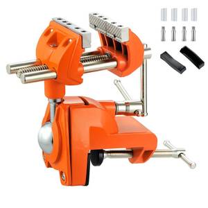 lot 7365 image: MAXMAN Clamp Bench Vise with Post Universal, Woodworking Vise, 360° Heavy Duty Cast Steel, Table Clamp Vise with Swivel Base for Workbench DIY Projects, Handcraft Creations