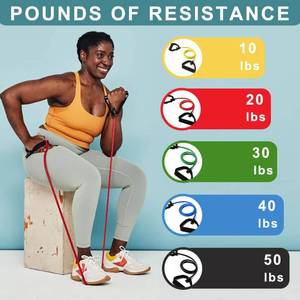 lot 7372 image: Resistance Bands with Handles, Single Resistance Bands, Exercise Bands with Handles, for Resistance Training, Physical Therapy, Home Workouts, Fitness, Pilates, Boxing Strength Training (20lbs)