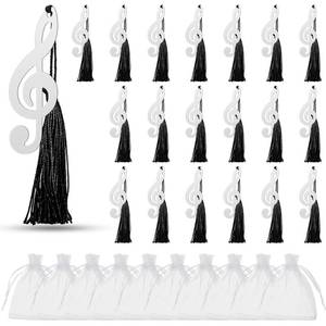 lot 7379 image: Gueevin 24 Pcs Music Gift Note Bookmarks Music Themed Party Favors Metal Musical Bookmarks with Silk Tassels and Organza Bags Musical Gifts Bulk for Band, Choir Members