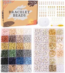 lot 7382 image: ADIIL 7200 Pcs Clay Beads Friendship Bracelet Making Kit, 24 Colors 6mm Polymer Heishi Beads, Neutral
