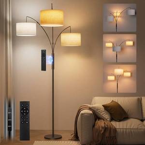 lot 7390 image: SIBRILLE 36W Corner Floor Lamp Dimmable - 3 Lights Arc Floor Lamps Standing Lamp with Remote & Touch Control, Tall Lamp for Living Room Corner, Bedroom, Office