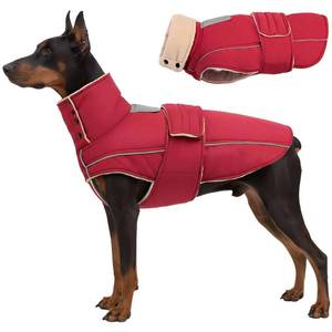 lot 7394 image: ASENKU Warm Dog Coat, Waterproof Dog Jackets for Large Dogs with Reflective Fleece Vest Turtleneck with Button,Windproof Cold Weather Coats for Small Medium Large Dogs, Red, 2XL