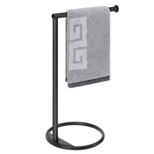 lot 7411 image: NearMoon Hand Towel Holder Stand, Thicken Metal L Shape Hand Towel Rack, Small Towel Ring, Stable Standing Towel Bar for Bathroom Kitchen Vanity Countertop, 8 L 14 H (Matte Black, 1 Pack)