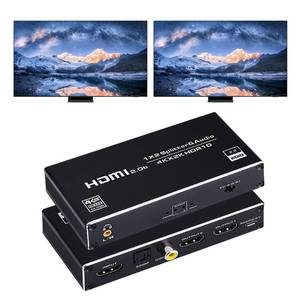 lot 7416 image: 4K60Hz HDMI Splitter with Audio Extractor 1 in 2 Out, HDMI 1x2 Splitter with 3.5mm Audio Jack  Coaxial  Optical Toslink SPDIF for Dual Monitors DuplicateMirror Only, Compatible with PS345