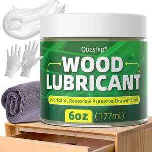lot 7417 image: 6oz Wood Lubricant & Wood Wax - Paste Wax for Wood, Sliding Drawer & Door Hinge Lubricant, Drawer Wax - Restore & Maintain Wooden Slide, Loosen Drawer Slide - by Qucship