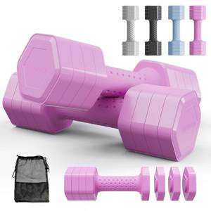 lot 7420 image: Adjustable Dumbbell Set of 2, 4 in 1 Free Weights Dumbbells Set for Women at Home, 5 lb Weights Dumbbells Set with Non-slip Comfort Handle for Home Gym Exercise Workout Training (Pink)