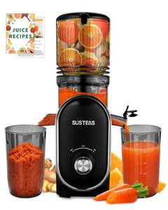 lot 7421 image: SUSTEAS Cold Press Juicer, 300W, 5.3 Large Feed Chute, 1.5L Capacity, Automatic Feeding, High Yield, Easy to Clean, Ideal for Whole Fruits & Vegetables, Black