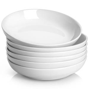 lot 7427 image: Y YHY Pasta Bowls, 30oz Salad Bowls White Soup Bowls Large Pasta Serving Bowl Porcelain Pasta Plates Wide and Shallow Bowls Set of 6 Microwave Dishwasher Safe Valentines Day Gift