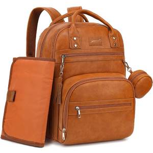 lot 7430 image: ROSEGIN Premium Vegan Leather Diaper Bag Backpack with Waterproof Changing Pad, Reinforced Zippers & Odor-Free, 20 Pockets Pro Organizer, Fits 15.6 Laptop, Stroller Straps, Baby Bag for Mom, Brown